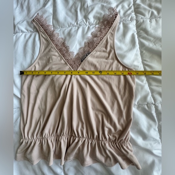 Express  V-Neck Pink Ruffled Peplum Camisole - Picture 10 of 11